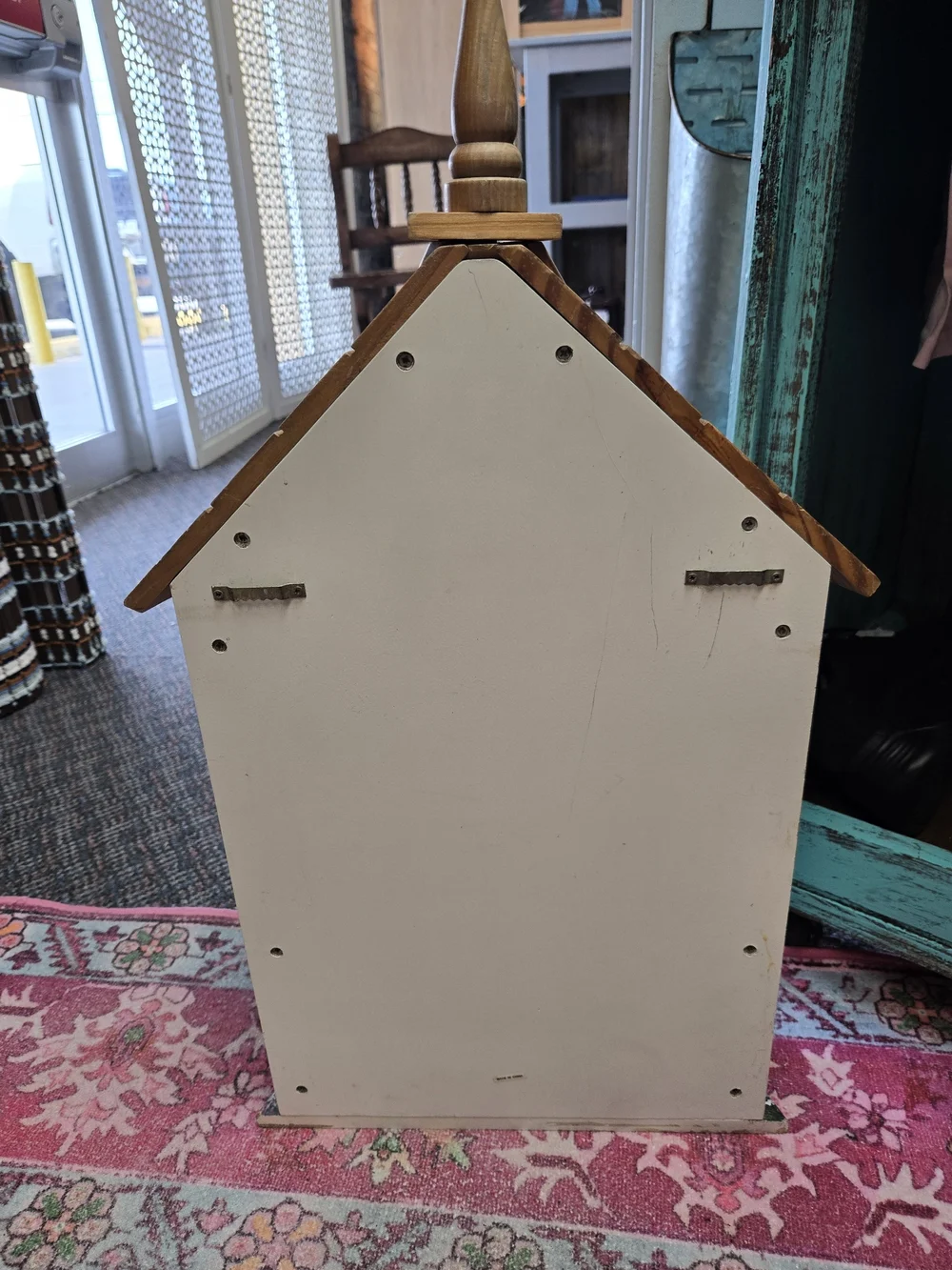 Hand-Painted Wooden Display Cabinet with Floral Roof